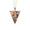 Crystal Point Pendant Triangle Gold & Colourful Chip Necklace